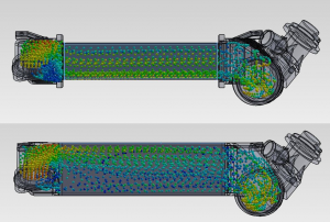 CFD analysis of stock (top) vs Mishimoto prototype 