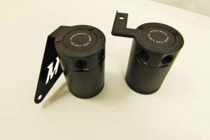 Catch cans with brackets installed