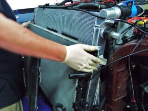 Mishimoto 6.7L Powerstroke prototype radiator installation