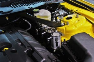 Mustang dual can brackets mounted