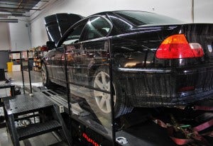 E46 on dyno for intake testing 