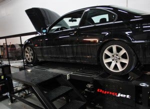 E46 on dyno for intake testing 