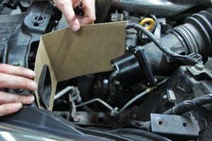Airbox cardboard template for Mishimoto Nissan 350Z intake