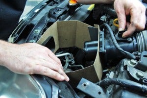 Airbox cardboard template for Mishimoto Nissan 350Z intake
