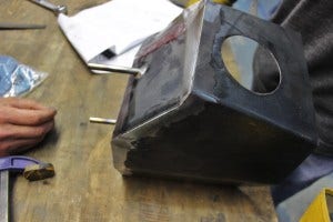 350Z air intake airbox - weld grinding 