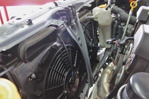 Mishimoto prototype fan shroud installed 