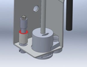 Mishimoto prototype E46 expansion tank level sensor cutaway 