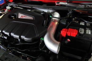 Prototype Ford Fiesta ST intake piping engine cover fitment