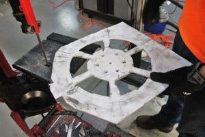 Fan blade cage fabrication for Mishimoto Ford Fiesta ST radiator
