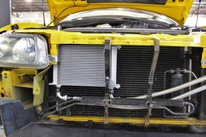 Final GTO oil cooler brackets installed