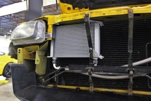 Final GTO oil cooler brackets installed