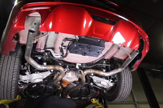 Prototype 2015 Mustang GT exhaust with straight pipes