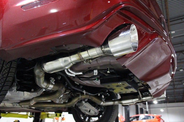 Prototype 2015 Mustang GT exhaust with polished tips