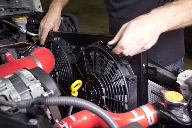 The install is a breeze; the Mishimoto BRZ fan shroud snaps easily into place.