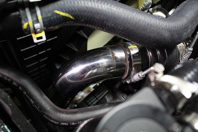 Titan XD hot-side intercooler pipe installed