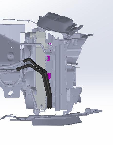 Side-view of Mustang GT trans cooler