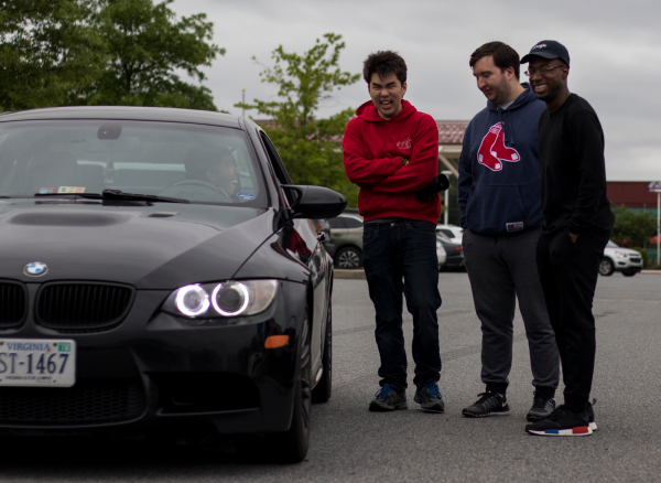 The rest of the group getting the news about which cars were pulled over. Clearly a few tickets and spending time on the shoulder of I95 didn't dampen any spirits.