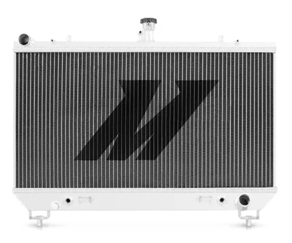 An image of a performance aluminum radiator with a large