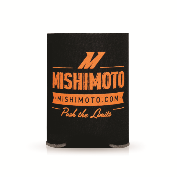 An image of a Mishimoto branded koozie that reads
