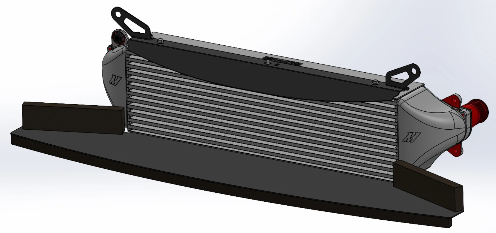 A rendering showing the front of our performance intercooler.